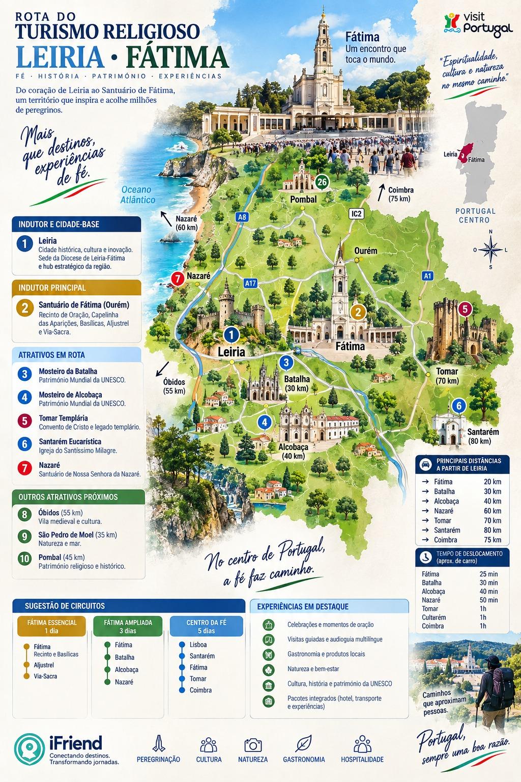 Ilustração do mapa de Leiria · Fátima
